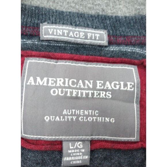 Vintage Y2K American Eagle Sweater Vest Mens Large Wool V Neck Striped Pullover - Picture 6 of 12